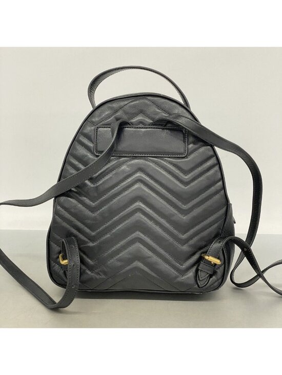 Gucci Backpack GG Marmont Leather Black Gold main image 7